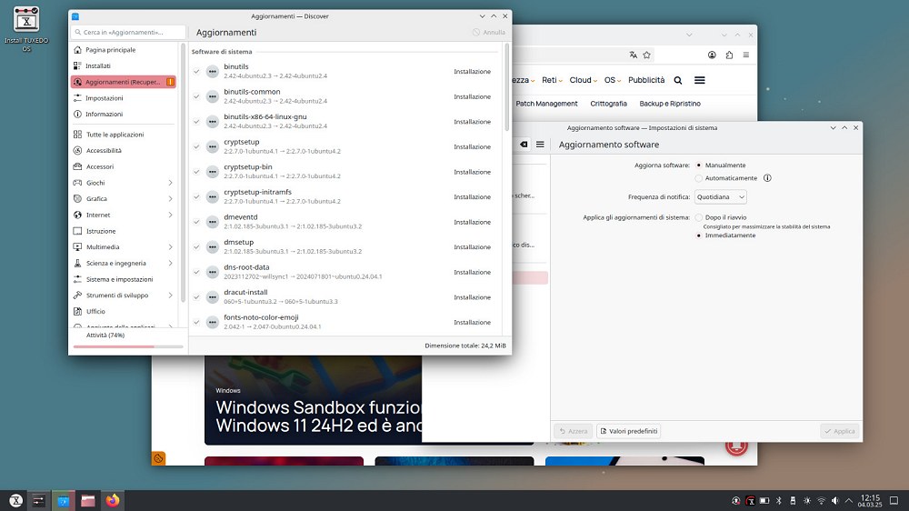 TUXEDO Linux: installazione aggiornamenti