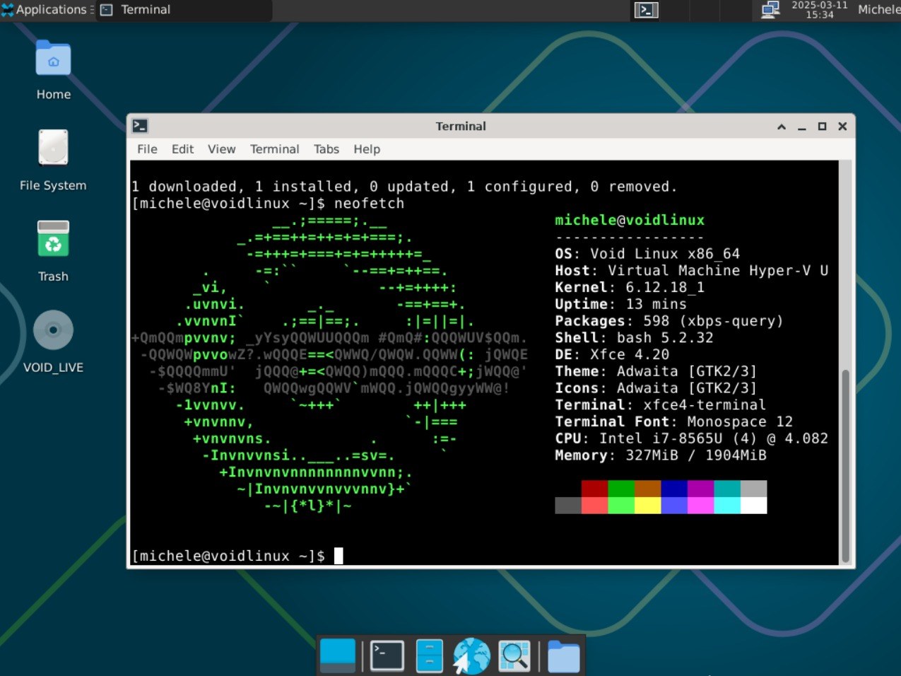 Output comando Neoftech su Void Linux