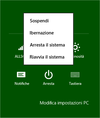 Aggiungere ibernazione in Windows 8.1