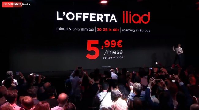 Iliad Italia, è davvero rivoluzione: minuti e SMS illimitati, 30 GB al mese 4G+ a 5,99 euro