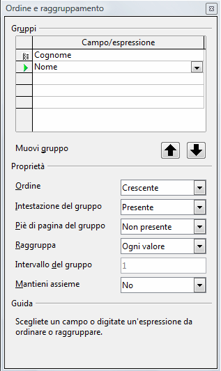 group items in query openoffice base