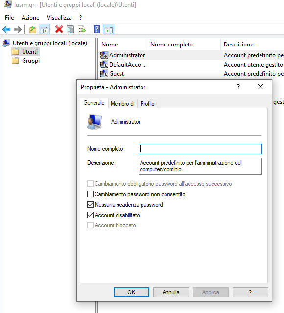 Account amministratore in Windows 10: l'aggiornamento alla versione 1809 disabilita quello predefinito